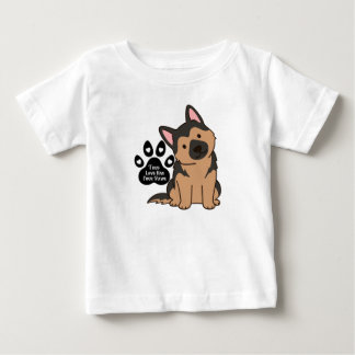 かわいいドイツ+シェパード+パピー+ドッグ+パウ+引用 ベビーTシャツ