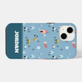 かわいいドゥードルタウンシーン柄 iPhoneケース (裏面横)