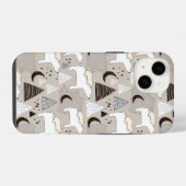 かわいいドゥードル森のクマ模様 iPhoneケース (裏面横)