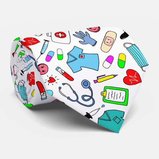 かわいいドクターナースの医療用品のパターン ネクタイ (ロール)