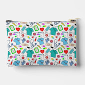 かわいいドクターナース医療用品パターン アクセサリーポーチ (裏面)