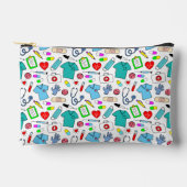 かわいいドクターナース医療用品パターン アクセサリーポーチ (正面)