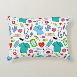 かわいいドクターナース医療用品パターン アクセントクッション