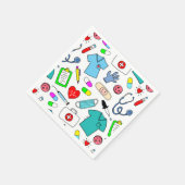 かわいいドクターナース医療用品パターン スタンダードカクテルナプキン (角)