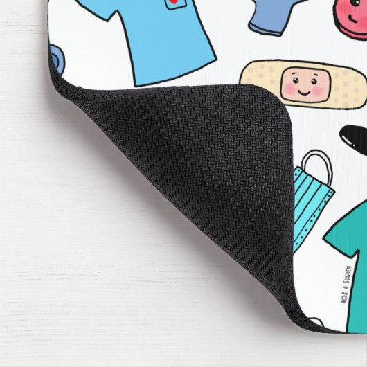 かわいいドクターナース医療用品パターン マウスパッド (コーナー)