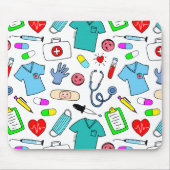 かわいいドクターナース医療用品パターン マウスパッド (正面)