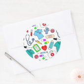 かわいいドクターナース医療用品パターン ラウンドシール (封筒)