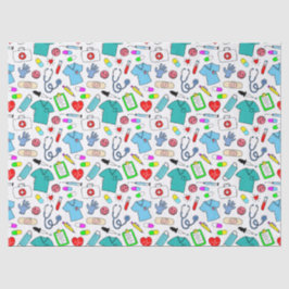 かわいいドクターナース医療用品パターン 薄葉紙