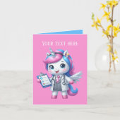 かわいいドクターユニコーン追加メッセージ カード (黄色い花)