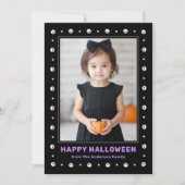 かわいいドクロと星の枠が黒いハロウィンの写真 シーズンカード (正面)