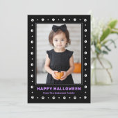 かわいいドクロと星の枠が黒いハロウィンの写真 シーズンカード (スタンド正面)