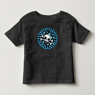 かわいいドクロと骨 - 青 トドラーTシャツ