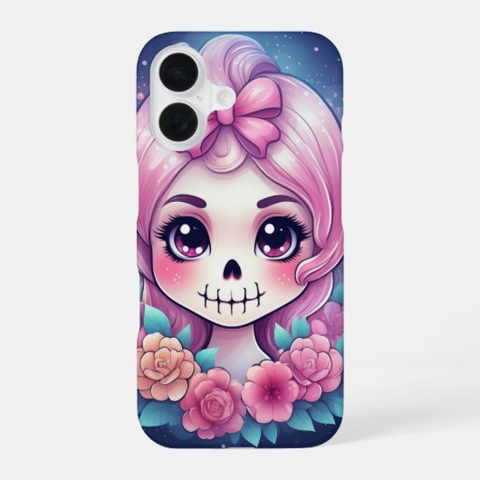 かわいいドクロのスマホケース iPhone 16ケース (裏面)