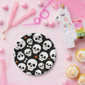かわいいドクロのハロウィンパターン ペーパープレート (パーティー)
