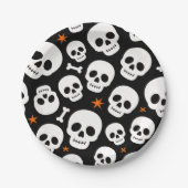 かわいいドクロのハロウィンパターン ペーパープレート (正面)