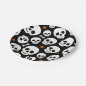 かわいいドクロのハロウィンパターン ペーパープレート (アングル)
