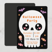 かわいいドクロのハロウィンパーティー招待状 招待状 (正面/裏面)