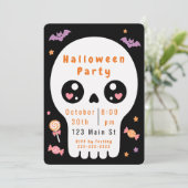 かわいいドクロのハロウィンパーティー招待状 招待状 (スタンド正面)