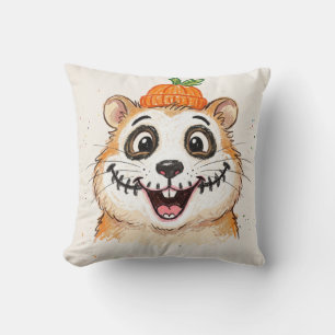 かわいいドクロの顔のペイントをしたハムスターのハロウィングッズ クッション