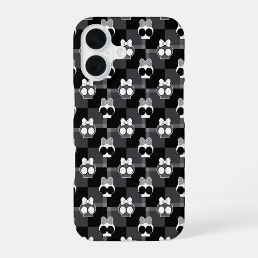 かわいいドクロ柄 iPhone 16ケース (裏面)