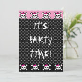 かわいいドクロ クロスボーン パンク ゴス パーティー 招待状 (スタンド正面)