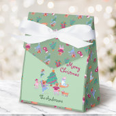 かわいいドッグアイススケートで滑るピスタチオ緑のクリスマス フェイバーボックス