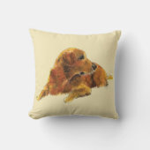 かわいいドッグアートゴールデンレトリバーウォーターカラー クッション (正面)