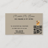 かわいいドッグウォーカートリマーQRコードグレー 名刺 (裏面)