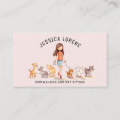 かわいいドッグウォーカーペットシッター、ワンちゃんペットケア 名刺 (正面)