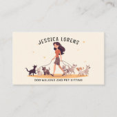 かわいいドッグウォーカーペットシッター、ワンちゃんペットケア 名刺 (正面)