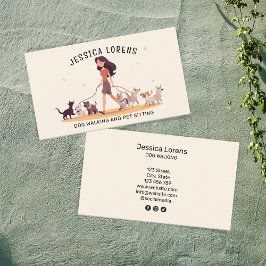 かわいいドッグウォーカーペットシッター、ワンちゃんペットケア 名刺