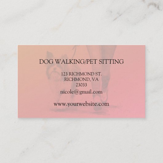 かわいいドッグウォーカーペットシッター 名刺 (裏面)