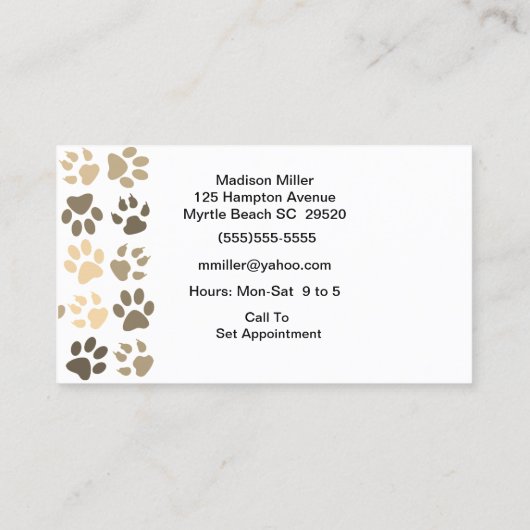 かわいいドッグウォーカー/ペットシッターの名刺 名刺 (裏面)