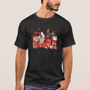 かわいいドッグコーヒーハッピーバレンタインデー Tシャツ