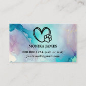 かわいいドッグシッター水彩青紫スプラッシュ 名刺 (裏面)