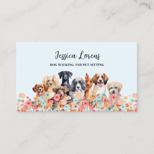 かわいいドッグシッター、ペットトリマー、獣医、フローラ 名刺 (正面)