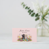 かわいいドッグシッター、ペットトリマー、獣医、プードル 名刺 (スタンド正面)