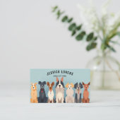 かわいいドッグシッター、ペットトリマー、獣医、子犬 名刺 (スタンド正面)