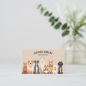 かわいいドッグシッター、ペットトリマー、獣医、子犬 名刺 (スタンド正面)
