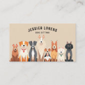 かわいいドッグシッター、ペットトリマー、獣医、子犬 名刺 (正面)