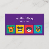 かわいいドッグシッター、ペットトリマー、獣医、子犬 名刺 (正面)