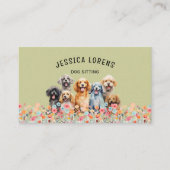 かわいいドッグシッター、ペットトリマー、獣医、子犬 名刺 (正面)