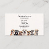 かわいいドッグシッター、ペットトリマー、獣医、子犬 名刺 (裏面)