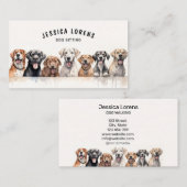 かわいいドッグシッター、ペットトリマー、獣医、子犬 名刺 (正面/裏面)