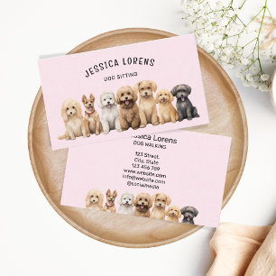 かわいいドッグシッター、ペットトリマー、獣医、子犬 名刺