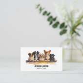 かわいいドッグシッター、ペットトリマー、獣医、子犬 名刺 (スタンド正面)