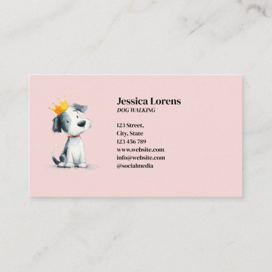 かわいいドッグシッター、ワンちゃんペットトリマー、獣医 名刺 (裏面)