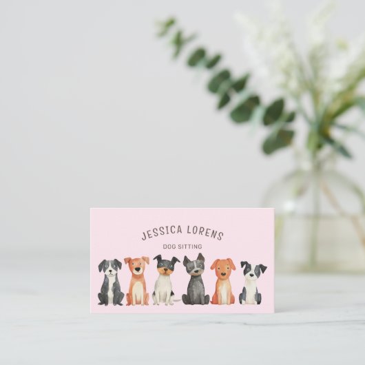 かわいいドッグシッターPETトリマー獣医パピー 名刺 (スタンド正面)