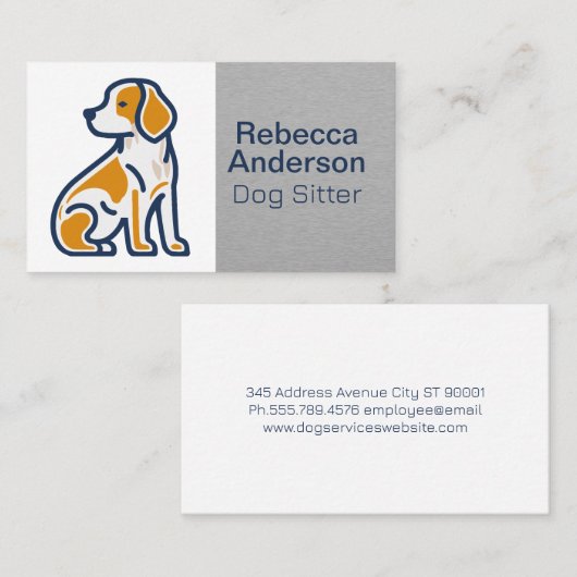 かわいいドッグシッティングイラストレーション 予約カード (正面/裏面)