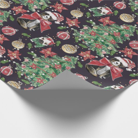 かわいいドッグスのクリスマス紙 ラッピングペーパー (角)
